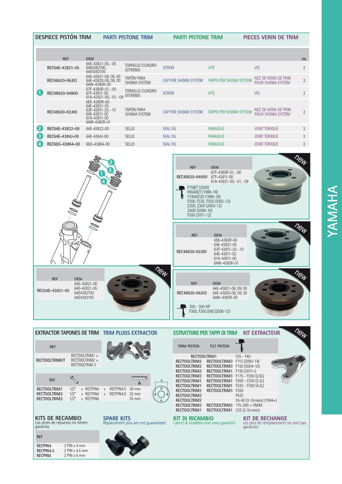 Yamaha Deniz Motoru Trim Piston Kapakları Tamir Kiti 1 Yamaha Deniz Motoru Trim Piston Kapakları Tamir Kiti