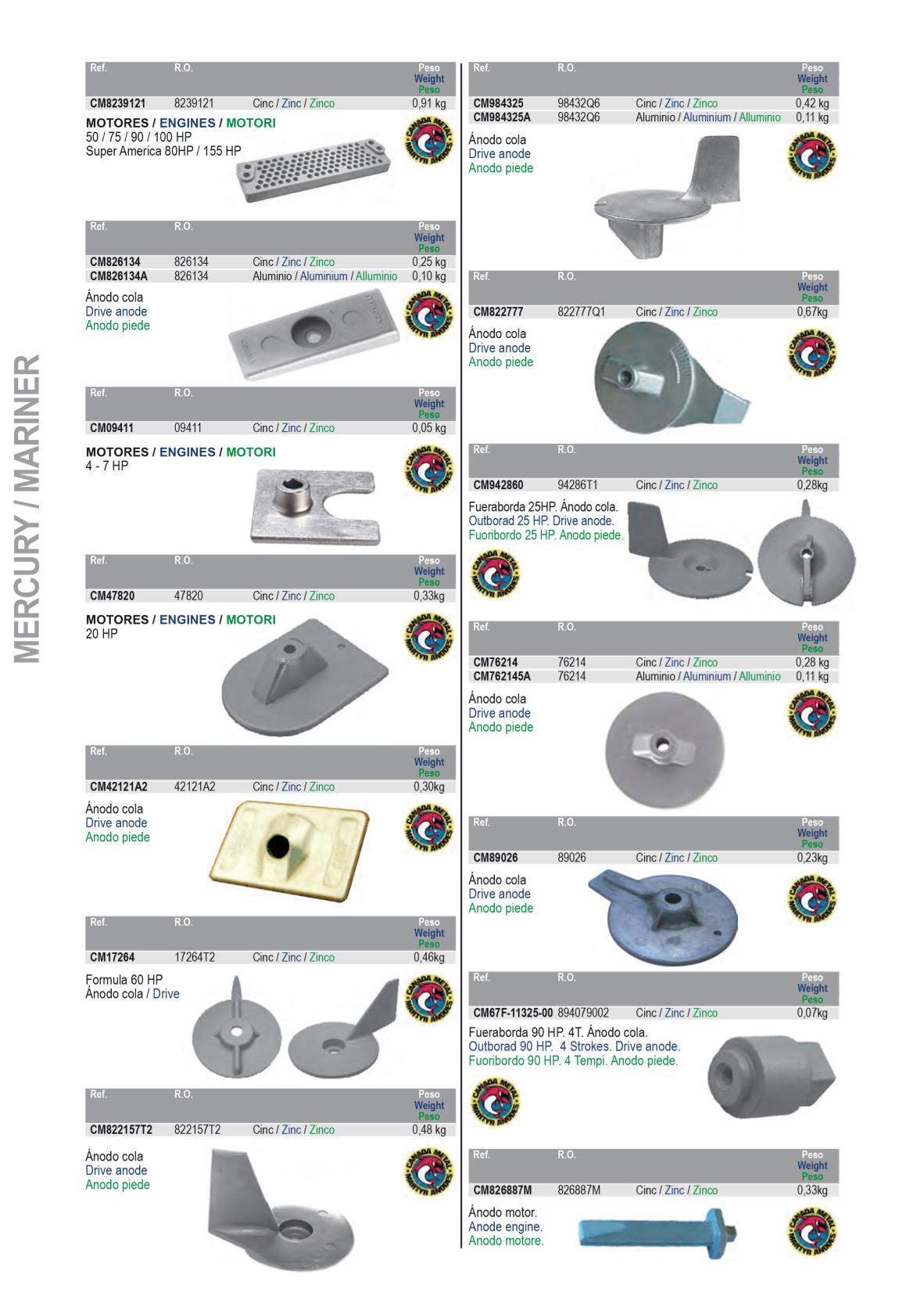 Mercury Mariner Deniz Motoru Tutya Ve Anode 2 Mercury Mariner Deniz Motoru Tutya Ve Anode